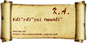 Körözsi Amadé névjegykártya